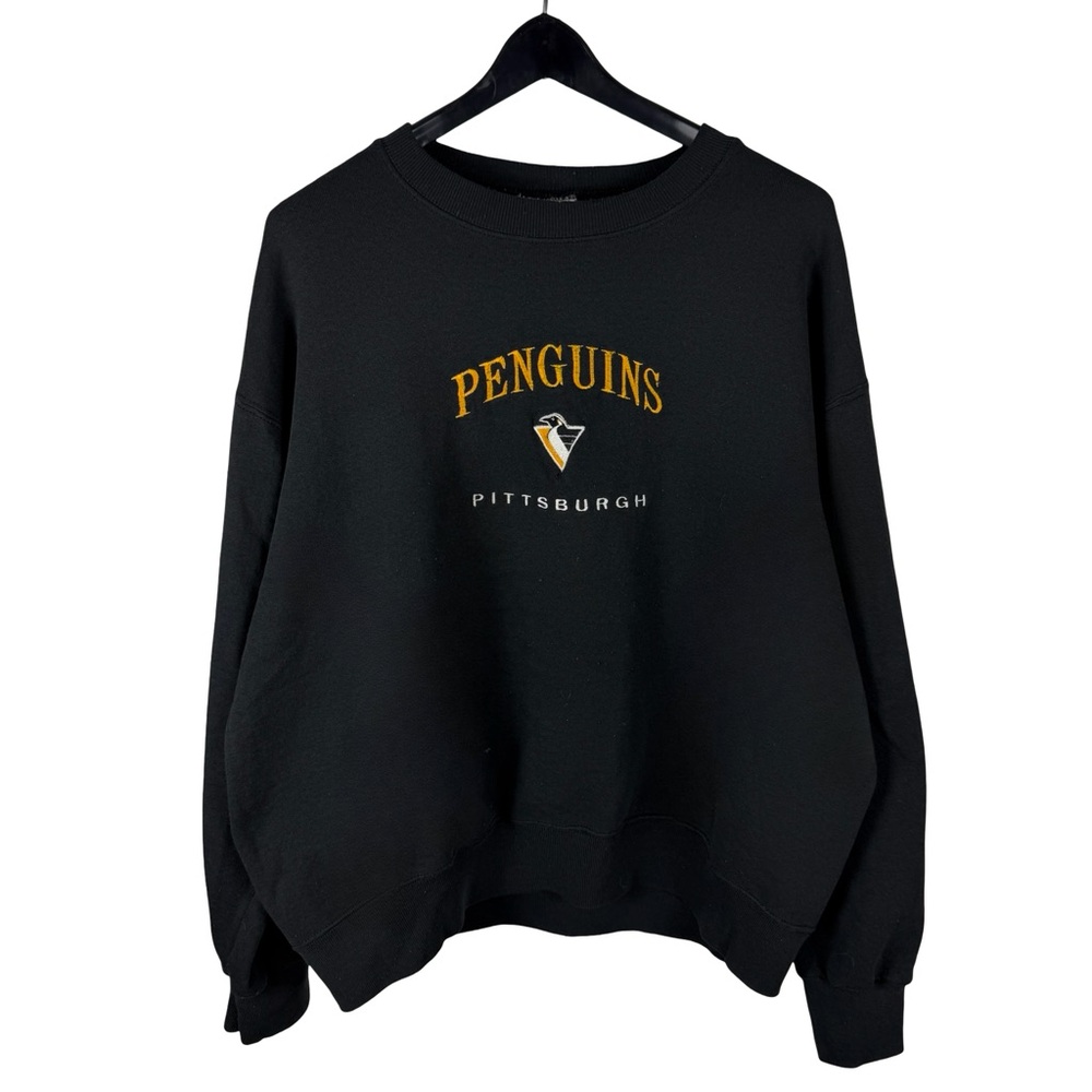 Vintage 90s Lee Sports Pittsburgh Penguins Embroidered NHL Sweatshirt Size L